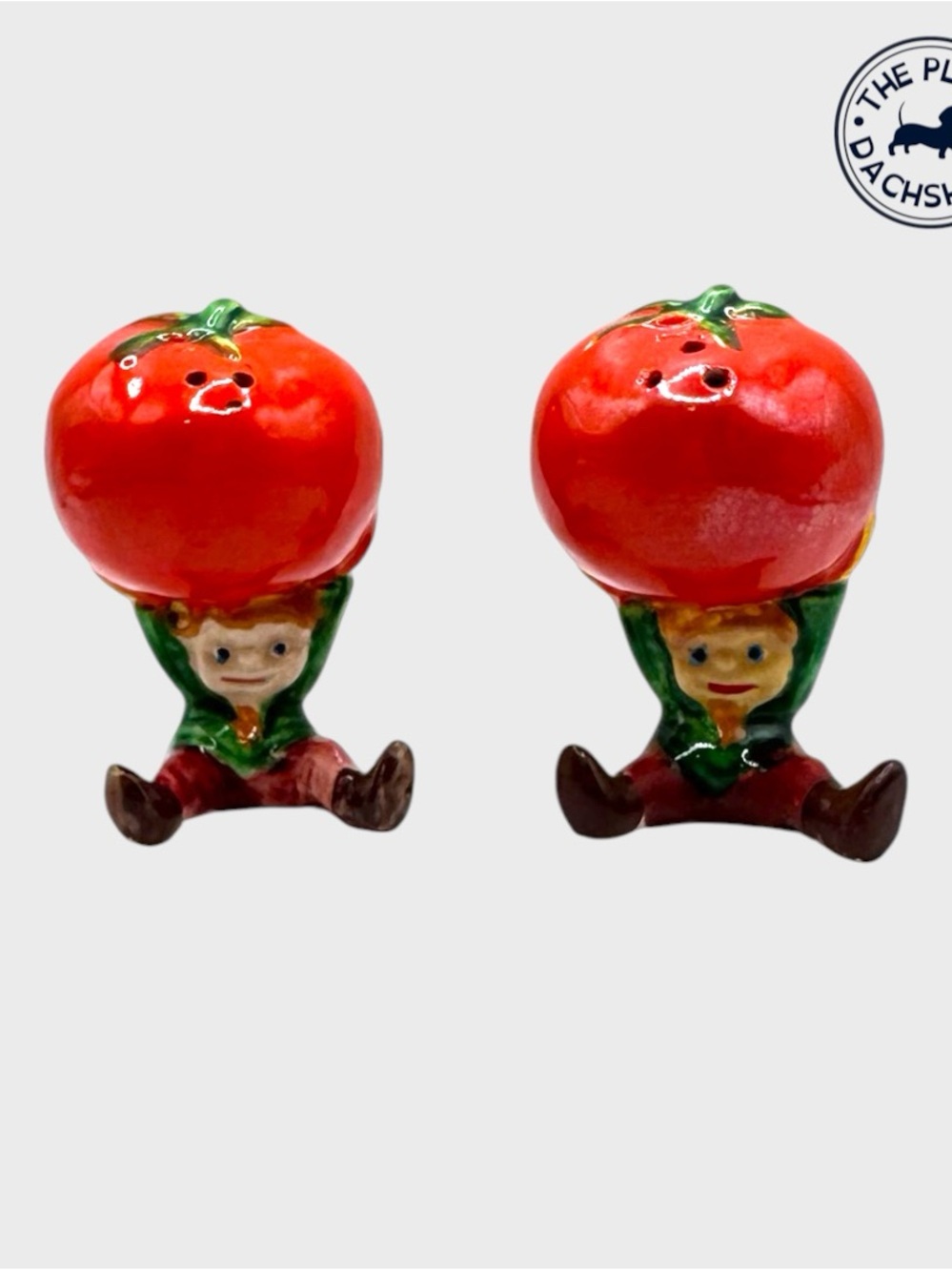 Vintage Red Tomato Elf Salt and Pepper Shakers